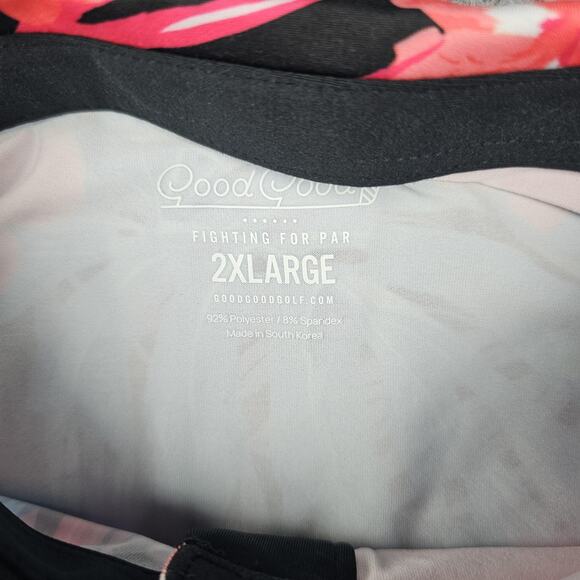 Good Good Golf Polo Shirt Mens 2XL Black Tropical Floral Performance Stretch - Picture 3 of 6